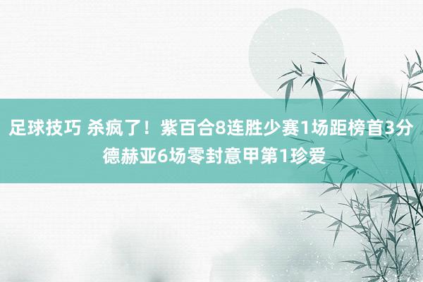 足球技巧 杀疯了！紫百合8连胜少赛1场距榜首3分 德赫亚6场零封意甲第1珍爱