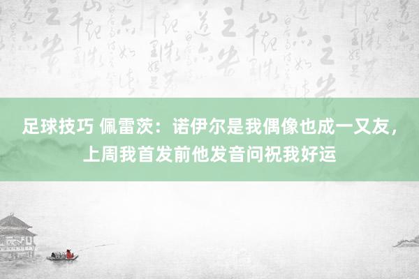 足球技巧 佩雷茨：诺伊尔是我偶像也成一又友，上周我首发前他发音问祝我好运