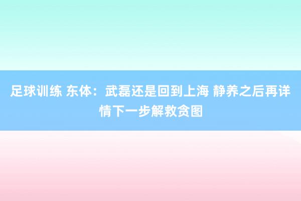 足球训练 东体：武磊还是回到上海 静养之后再详情下一步解救贪图